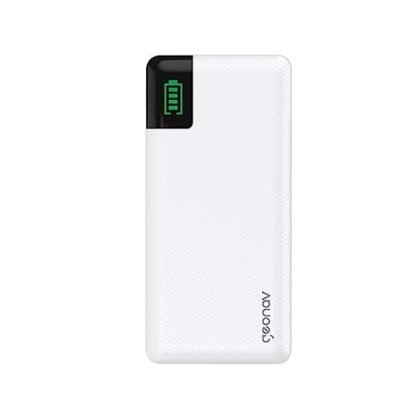 Aqui estão algumas opções de texto ALT para a imagem, variando em detalhes: **Opção 1 (Mais simples):** `Power Bank 16000mAh branco com portas USB e USB-C.` **Opção 2 (Um pouco mais descritiva):** `Power Bank branco de 16000mAh com duas portas USB-A e uma porta USB-C. Indicadores de LED mostram o nível da bateria.` **Opção 3 (Focando na marca e modelo - útil se a marca for importante):** `Power Bank Geonav PB16KWT branco de 16000mAh. Carregador portátil universal com 2 USBs e 1 USB-C.` **Opção 4 (Mais completa, se o contexto permitir):** `Imagem de um Power Bank Geonav branco, modelo PB16KWT, com capacidade de 16000mAh. Possui duas portas USB padrão (A) e uma porta USB-C para carregar diversos dispositivos. LEDs indicadores mostram o nível de carga da bateria.` **Qual escolher?** * Se o contexto for um catálogo de produtos e a imagem for apenas para identificação, a **Opção 1** ou **Opção 2** são suficientes. * Se a marca Geonav for importante para a busca ou SEO, use a **Opção 3**. * Se você quiser dar o máximo de informações possível e o espaço permitir, use a **Opção 4**. Lembre-se de escolher a opção que melhor se adapta ao contexto da imagem e à sua estratégia de SEO/acessibilidade.