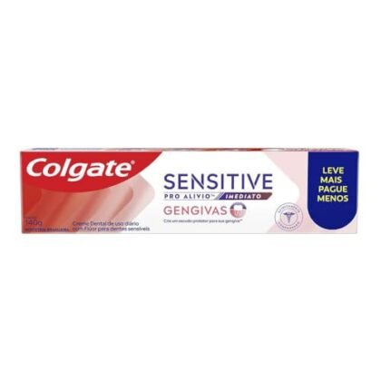 Aqui estão algumas opções de texto ALT, considerando diferentes focos: **Opção 1 (Foco no produto):** `Sensibilidade Colgate: Creme dental Colgate Sensitive Pro Alívio Imediato Gengiva 140g.` **Opção 2 (Foco na marca e problema):** `Sensibilidade Colgate: Alívio para dentes sensíveis com Colgate Sensitive Pro Alívio Imediato Gengiva.` **Opção 3 (Mais descritiva):** `Sensibilidade Colgate: Imagem do creme dental Colgate Sensitive Pro Alívio Imediato Gengiva 140g, solução para sensibilidade e cuidado com a gengiva.` **Qual escolher?** A melhor opção depende do contexto da imagem e do seu público. Se a imagem for pequena e o foco for o produto em si, a Opção 1 é suficiente. Se você quer enfatizar a solução para a sensibilidade, a Opção 2 é melhor. Se precisa ser mais descritivo para usuários com deficiência visual, a Opção 3 é a melhor escolha.