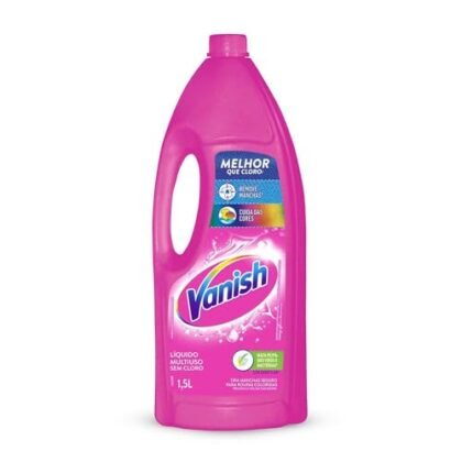 Aqui estão algumas opções de texto ALT para a imagem, considerando diferentes ênfases: **Opção 1 (Simples e direta):** ``` Tira Manchas Vanish Líquido Multiuso para Roupas Coloridas, embalagem de 1.5L. ``` **Opção 2 (Focando na usabilidade):** ``` Vanish Tira Manchas: solução eficaz para remover manchas de roupas coloridas, embalagem líquida de 1.5L. ``` **Opção 3 (Destacando a marca):** ``` Tira Manchas Vanish, a marca líder em remoção de manchas, agora em embalagem de 1.5L para roupas coloridas. ``` **Opção 4 (Para e-commerce, focando no produto):** ``` Compre online: Tira Manchas Vanish Líquido Multiuso 1.5L para Roupas Coloridas. ``` **Qual escolher?** * **Simples e direta:** Ideal para descrições rápidas e quando o contexto já explica o que é o produto. * **Focando na usabilidade:** Boa se você quer destacar o benefício principal do produto. * **Destacando a marca:** Útil para reforçar a marca Vanish e sua reputação. * **Para e-commerce:** Se estiver em uma loja virtual, essa opção incentiva a compra. **Dica:** Escolha a opção que melhor se encaixa no contexto da sua página e no seu objetivo. Considere também o público-alvo.