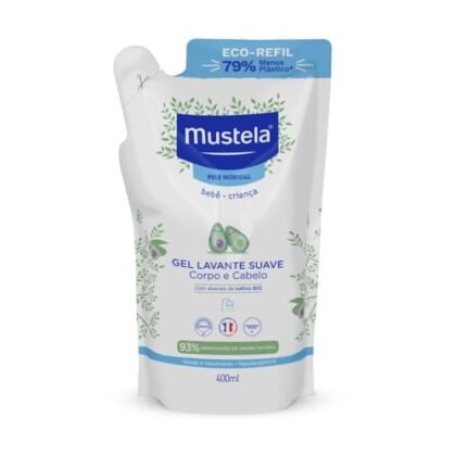 Aqui estão algumas opções de texto ALT para a imagem, usando "Mustela Bebê", com diferentes níveis de detalhe: * **Opção 1 (Curta e direta):** Mustela Bebê: Refil de Gel Lavante Suave. * **Opção 2 (Mais descritiva):** Mustela Bebê: Refil de 400ml de Gel Lavante Suave para corpo e cabelo de bebês e crianças. * **Opção 3 (Com foco nos ingredientes):** Mustela Bebê: Refil de Gel Lavante Suave com 93% de ingredientes de origem natural. A melhor opção dependerá do contexto em que a imagem está sendo usada. Se o contexto já fornece informações sobre a Mustela, a opção 1 pode ser suficiente. Se a imagem for a principal fonte de informação sobre o produto, a opção 2 ou 3 podem ser mais adequadas.