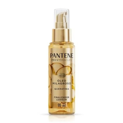 Aqui estão algumas opções de texto ALT, variando em detalhe: **Opção 1 (Simples):** `Óleo Capilar Pantene` **Opção 2 (Um pouco mais descritiva):** `Óleo Capilar Pantene Pro-V Miracles Queratina` **Opção 3 (Mais detalhada, incluindo benefício):** `Óleo Capilar Pantene Pro-V Miracles Queratina para cabelos mais fortes e saudáveis.` **Opção 4 (Focando na embalagem):** `Embalagem do Óleo Capilar Pantene Pro-V Miracles Queratina, frasco de 95ml.` A melhor opção depende do contexto da imagem e do quanto você quer que ela seja descrita. Se a imagem é apenas para identificar o produto, a opção 1 ou 2 são suficientes. Se a imagem está destacando os benefícios ou mostrando o tamanho, as opções 3 ou 4 seriam melhores.