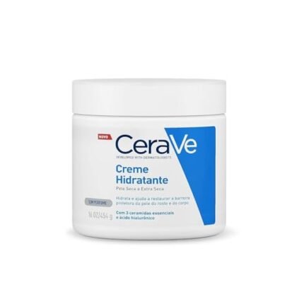 Aqui estão algumas opções de texto ALT para a imagem, usando "Hidratação CeraVe", variando em detalhe: * **Opção 1 (simples):** Hidratação CeraVe * **Opção 2 (mais descritiva):** Hidratação CeraVe: Creme hidratante para pele seca. * **Opção 3 (foco no produto):** Hidratação CeraVe: CeraVe Creme Hidratante em pote de 454g. * **Opção 4 (benefícios):** Hidratação CeraVe: Hidratação profunda e duradoura para a pele com o Creme Hidratante CeraVe. A melhor opção depende do contexto da imagem e do que você quer destacar. Se a imagem for apenas o produto em si, a opção 3 é a mais adequada. Se você quiser enfatizar os benefícios, a opção 4 é melhor. Se você precisa de algo muito curto, a opção 1 é suficiente.