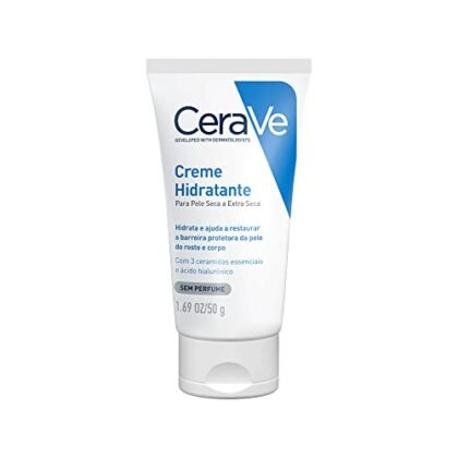Aqui estão algumas opções de texto ALT para a imagem, usando "CeraVe Hidratação", com diferentes níveis de detalhe: **Opção 1 (Mais curta e geral):** `CeraVe Hidratação: Creme hidratante corporal CeraVe de 50g.` **Opção 2 (Um pouco mais descritiva):** `CeraVe Hidratação: Embalagem do Creme Hidratante Corporal CeraVe, 50g, com ácido hialurônico.` **Opção 3 (Focando na textura):** `CeraVe Hidratação: Pote de 50g do Creme Hidratante Corporal CeraVe, destacando sua textura cremosa.` **Qual escolher?** A melhor opção depende do contexto da imagem e do que você quer enfatizar. Se a página já tem muita informação sobre o produto, a opção mais curta pode ser suficiente. Se você quer destacar um atributo específico, como a textura, a opção 3 pode ser melhor. A opção 2 é um bom meio-termo.