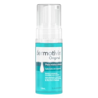 Aqui estão algumas opções de texto ALT para a imagem, considerando diferentes focos: **Opção 1 (Foco no produto):** `Dermotivin Espuma Facial Original 130ml para limpeza suave da pele.` **Opção 2 (Foco na ação):** `Dermotivin Espuma Facial, limpando profundamente a pele e removendo impurezas.` **Opção 3 (Foco na marca e tipo):** `Dermotivin Espuma Facial: a limpeza suave e eficaz que sua pele merece.` **Opção 4 (Mais descritiva):** `Embalagem de Dermotivin Espuma Facial Original, frasco branco com detalhes em azul, para limpeza facial diária.` **Opção 5 (Considerando problemas de pele):** `Dermotivin Espuma Facial, ideal para peles oleosas e acneicas, removendo o excesso de sebo.` **Qual escolher?** A melhor opção depende do contexto da imagem. Se a imagem está em uma página de produto, a Opção 1 ou 3 são boas escolhas. Se a imagem está em um artigo sobre limpeza facial, a Opção 2 pode ser mais apropriada. Se a imagem está em uma página sobre acne, a Opção 5 é uma boa escolha. A opção 4 serve se você precisa de uma descrição mais completa da embalagem. Lembre-se que o texto ALT deve ser conciso e relevante para a imagem e o conteúdo da página.