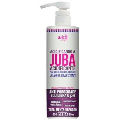 Aqui estão algumas opções de texto ALT para a imagem, considerando diferentes focos: **Opção 1 (Descritiva e simples):** `Acidificante Juba, produto da Widi Care para acidificar a Juba, frasco de 500ml.` **Opção 2 (Focada na função):** `Acidificante Juba: tratamento capilar da Widi Care para equilibrar o pH dos cabelos, promovendo brilho e maciez.` **Opção 3 (Mais detalhada e com palavras-chave):** `Frasco de 500ml do Acidificante Juba da Widi Care. Produto ideal para acidificar a Juba, selando as cutículas e reduzindo o frizz. Cabelos mais saudáveis, brilhantes e definidos.` **Opção 4 (Se a imagem mostrar a embalagem com destaque para algum benefício):** `Acidificante Juba da Widi Care, frasco de 500ml. Destaque na embalagem para os benefícios de brilho e controle do pH.` **Qual escolher?** * **Opção 1:** Uma descrição básica, ideal se a imagem é apenas do produto em si. * **Opção 2:** Boa se você quer enfatizar a função do produto. * **Opção 3:** Mais completa, com palavras-chave relevantes para SEO e detalhes sobre os benefícios. * **Opção 4:** Ideal se a imagem destacar um benefício específico do produto presente na embalagem. A escolha do texto ALT depende do contexto da imagem e do que você deseja enfatizar. Recomendo a **Opção 3** por ser a mais completa, mas adapte-a conforme necessário.