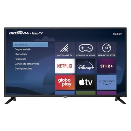 Aqui estão algumas opções de texto ALT para a imagem, com diferentes níveis de detalhe: **Opção 1 (Simples e direta):** `Smart TV 42 polegadas Roku` **Opção 2 (Um pouco mais descritiva):** `Smart TV 42" Roku para streaming de conteúdo.` **Opção 3 (Mais informativa, caso a imagem mostre algo específico):** * `Smart TV 42" Roku exibindo a interface Roku.` (Se a tela da TV estiver mostrando a interface Roku) * `Smart TV 42" Roku em uma sala de estar moderna.` (Se a imagem mostrar o contexto de uso da TV) **Recomendação:** A melhor opção dependerá do contexto da imagem e do site onde ela será usada. Se a imagem for apenas para identificar o tipo de produto, a opção 1 é suficiente. Se a imagem mostrar um recurso específico ou o uso do produto, as opções 2 ou 3 podem ser mais adequadas.