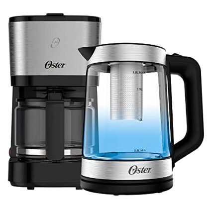 **Opções de texto ALT para a imagem, utilizando "Kit Chá Café Oster":** * **Opção 1 (Simples e direta):** Kit Chá Café Oster, chaleira elétrica e cafeteira inox. * **Opção 2 (Mais descritiva):** Kit Chá Café Oster: Chaleira Elétrica Oster Tea e Cafeteira Inox Compacta. * **Opção 3 (Focada nos produtos):** Imagem do Kit Chá Café Oster, incluindo chaleira elétrica para chá e cafeteira inox. * **Opção 4 (Incluindo marca e uso):** Kit Chá Café Oster, ideal para preparar chá e café com elegância e praticidade. **Recomendação:** A opção **2 (Mais descritiva): Kit Chá Café Oster: Chaleira Elétrica Oster Tea e Cafeteira Inox Compacta.** é a mais completa, pois inclui o nome principal ("Kit Chá Café Oster"), os nomes dos produtos (Chaleira Elétrica Oster Tea e Cafeteira Inox Compacta), o que a torna mais útil para SEO e acessibilidade. Lembre-se que o texto ALT deve ser conciso e descrever o conteúdo da imagem da forma mais clara possível.