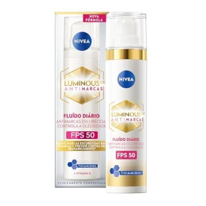 Aqui estão algumas opções de texto ALT, focando em diferentes aspectos e níveis de detalhe, usando "Luminous 630": **Opção 1 (Simples e direta):** `NIVEA Fluido Facial Protetor Cellular Luminous 630 FPS 50` **Opção 2 (Um pouco mais descritiva):** `NIVEA Fluido Facial com Luminous 630, protetor solar FPS 50 para o rosto.` **Opção 3 (Foco no benefício):** `NIVEA Luminous 630: Fluido Facial Protetor FPS 50 para uma pele radiante.` **Opção 4 (Mais completa, mas ainda concisa):** `NIVEA Fluido Facial Protetor Cellular Luminous 630 FPS 50 40ml. Proteção solar e cuidado com a pele.` **Qual escolher?** A melhor opção depende do contexto do seu site e do que você quer enfatizar. Se você já tem outras informações sobre o produto na página, a opção mais simples (Opção 1) pode ser suficiente. Se você quer destacar o ingrediente chave, a Opção 2 ou 3 são boas escolhas. Lembre-se que o texto ALT deve ser conciso e descrever o conteúdo da imagem da forma mais clara possível.