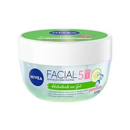 Aqui estão algumas opções de texto ALT para a imagem, utilizando "Hidratante Facial NIVEA", com foco em diferentes aspectos do produto: **Opção 1 (Foco geral):** `Hidratante Facial NIVEA em gel para pele sequinha e hidratada por 24h.` **Opção 2 (Foco nos benefícios):** `Hidratante Facial NIVEA: pele hidratada, sem oleosidade e poros desobstruídos.` **Opção 3 (Foco nos ingredientes):** `Hidratante Facial NIVEA com ácido hialurônico e pepino para hidratação e controle da oleosidade.` **Opção 4 (Mais detalhada):** `Hidratante Facial NIVEA em gel, ideal para peles oleosas. Fórmula com ácido hialurônico e pepino, hidrata por 24h e controla a oleosidade sem obstruir os poros.` **Qual escolher?** A melhor opção depende do contexto da imagem e do público-alvo. Se a imagem já mostra claramente que é um hidratante facial, a opção 2 ou 3 podem ser mais eficazes para destacar os benefícios ou ingredientes. Se a imagem não é tão clara, a opção 1 ou 4 podem ser melhores para fornecer mais informações.