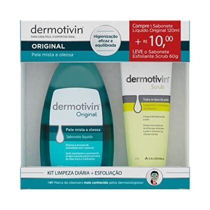 Aqui estão algumas opções de texto ALT para a imagem, utilizando "Dermotivin", variando em nível de detalhe: **Opção 1 (Mais Simples):** `Dermotivin Original e Scrub.` **Opção 2 (Um pouco mais detalhada):** `Dermotivin Original 120ml e Dermotivin Scrub em oferta.` **Opção 3 (Focando no benefício/promoção):** `Promoção: Dermotivin Original 120ml + Dermotivin Scrub por R$10,00.` **Opção 4 (Mais Descritiva):** `Imagem mostrando Dermotivin Original para limpeza facial, 120ml, com Dermotivin Scrub em oferta especial.` **Qual escolher?** * **Simplicidade:** Se o contexto ao redor da imagem já dá bastante informação, a Opção 1 é suficiente. * **Detalhes da Promoção:** Se o principal objetivo é destacar a oferta, a Opção 3 é a melhor. * **Equilíbrio:** A Opção 2 oferece um bom equilíbrio entre descrição e concisão. * **Acessibilidade:** A Opção 4 é mais detalhada e beneficia usuários com deficiência visual que utilizam leitores de tela. Escolha a opção que melhor se adapta ao contexto da sua página e ao seu público-alvo.