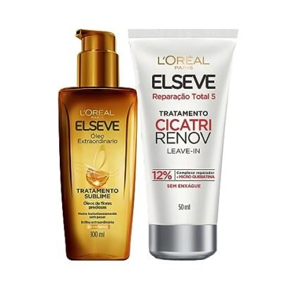 Aqui estão algumas opções de texto ALT, variando em descritividade: **Opção 1 (Mais simples):** `Elseve Duo: Kit Óleo Extraordinário e Leave-In Cicatri Renov L'Oréal Paris.` **Opção 2 (Um pouco mais descritiva):** `Elseve Duo: Imagem promocional do kit L'Oréal Paris com Óleo Extraordinário e Leave-In Cicatri Renov.` **Opção 3 (Foco nos benefícios):** `Elseve Duo: Kit L'Oréal Paris para cabelos macios e reparados com Óleo Extraordinário e Leave-In Cicatri Renov.` **Opção 4 (Mais detalhada, se necessário):** `Elseve Duo: Embalagens do Kit Óleo Extraordinário (frasco dourado) e do Leave-In Cicatri Renov (tubo branco e roxo) da L'Oréal Paris. Tratamento capilar para nutrição e reparação.` **Qual escolher?** * Se o contexto da imagem já for claro (por exemplo, em uma página de produto), a opção 1 ou 2 são suficientes. * Se a imagem estiver em um artigo sobre cuidados com o cabelo, a opção 3 pode ser melhor. * Se a imagem for a única fonte de informação, a opção 4 é a mais completa. A escolha depende do contexto e do objetivo da imagem. O importante é que o texto ALT seja conciso, relevante e ajude quem não pode ver a imagem a entender o que ela representa.