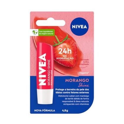 **Opções de texto ALT:** * **Opção 1 (simples e direta):** Hidratante Labial Morango NIVEA * **Opção 2 (mais descritiva):** Hidratante Labial Morango para lábios ressecados. * **Opção 3 (ênfase na marca):** NIVEA Hidratante Labial Morango para cuidado e hidratação. * **Opção 4 (destacando o sabor):** Hidratante Labial Morango com delicioso aroma. **Qual escolher?** A escolha depende do contexto e da sua prioridade. Se o objetivo é apenas identificar o produto, a Opção 1 é suficiente. Se quiser fornecer um pouco mais de informação, as outras opções são melhores. Se o foco é acessibilidade, evite jargões de marketing e concentre-se na função do produto (hidratação).