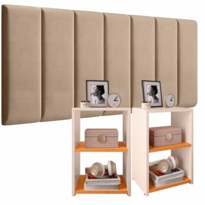 Aqui estão algumas opções de texto ALT para a imagem, utilizando "Quarto Retrô Modulado", priorizando diferentes aspectos: **Opção 1 (Foco na estética):** `Quarto Retrô Modulado com cama de casal, mesas de cabeceira e painel de cabeceira em tons de bege, off-white e cinamomo.` **Opção 2 (Foco nos componentes):** `Quarto Retrô Modulado completo: cama de casal box 1,40m, duas mesas de cabeceira e painel de cabeceira modulada.` **Opção 3 (Foco no estilo):** `Quarto Retrô Modulado com design elegante, ideal para um ambiente aconchegante e charmoso.` **Opção 4 (Mais descritiva):** `Quarto Retrô Modulado em cores bege, off-white e cinamomo, composto por cama de casal box de 1,40m, duas mesas de cabeceira retrô e um painel de cabeceira modulado.` **Qual escolher?** * Se a imagem destaca a beleza e o design do quarto, a **Opção 1** é uma boa escolha. * Se você quer enfatizar os componentes do conjunto, use a **Opção 2**. * Se o foco é o estilo retrô, a **Opção 3** é mais adequada. * Se você quer uma descrição mais completa, escolha a **Opção 4**. Lembre-se que o objetivo do texto ALT é descrever a imagem para pessoas com deficiência visual e para os mecanismos de busca. Escolha a opção que melhor representa o conteúdo da imagem e as informações que você quer destacar.