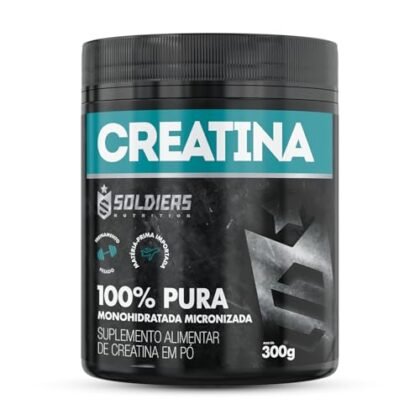 Aqui estão algumas opções de texto ALT, focando em diferentes aspectos da imagem e do produto: **Opção 1 (Simples e Direta):** `Creatina Monohidratada Soldiers Nutrition, pote de 300g.` **Opção 2 (Com foco na marca e tipo):** `Creatina da Soldiers Nutrition, 100% pura e monohidratada.` **Opção 3 (Mais descritiva):** `Pote de Creatina Monohidratada com 300g da marca Soldiers Nutrition.` **Opção 4 (Focada nos benefícios):** `Suplemento de Creatina para performance, Soldiers Nutrition, 300g.` **Opção 5 (Com palavras-chave):** `Creatina Monohidratada, Soldiers Nutrition, suplemento para atletas, pote de 300g.` **Qual escolher?** * Se o foco é a marca, a **Opção 2** ou **Opção 5** são boas. * Se a descrição simples é suficiente, a **Opção 1** é ideal. * Se precisa enfatizar o tamanho, a **Opção 3** funciona bem. * Se quer destacar o uso do produto, a **Opção 4** é uma boa escolha. Lembre-se de escolher a opção que melhor se adequa ao contexto da sua página e ao que você deseja transmitir sobre a imagem.