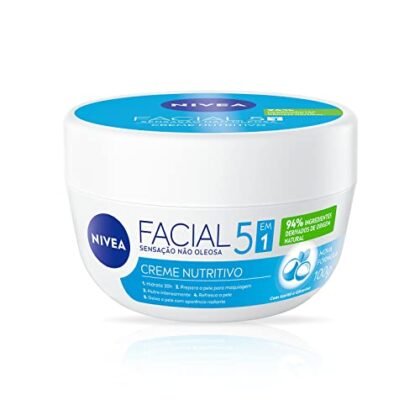 **Opções de texto ALT:** * **Opção 1 (Curta e descritiva):** NIVEA Hidratação Facial: Creme nutritivo em pote branco. * **Opção 2 (Com foco nos benefícios):** NIVEA Hidratação Facial: Pele nutrida e hidratada por 30 horas. * **Opção 3 (Com palavras-chave):** NIVEA Hidratação Facial: Creme facial nutritivo para todos os tipos de pele. **Justificativa:** * Todas as opções incluem as palavras-chave "NIVEA Hidratação Facial", conforme solicitado. * As descrições são concisas e relevantes para o conteúdo da imagem e do contexto do produto. * A opção 2 destaca um benefício importante do produto, o que pode atrair mais atenção. * A opção 3 inclui mais palavras-chave relevantes para SEO e pesquisa. A melhor opção dependerá do objetivo específico da imagem e da estratégia de SEO.