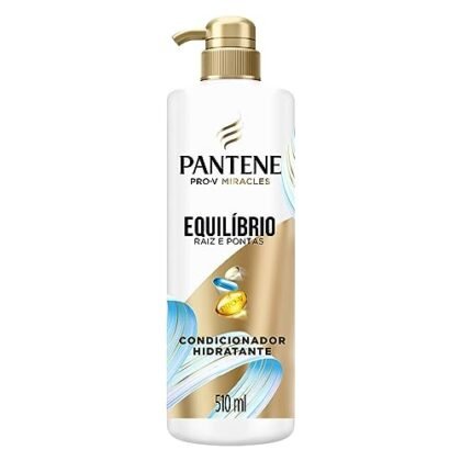 Aqui estão algumas opções de texto ALT, priorizando a acessibilidade e a descrição da imagem: **Opção 1 (Mais direta):** `Pantene Equilíbrio Condicionador para cabelos mistos e pontas ressecadas, frasco de 510 ml.` **Opção 2 (Um pouco mais descritiva):** `Frasco do Condicionador Pantene Equilíbrio, ideal para cabelos mistos e pontas secas. Embalagem de 510 ml.` **Opção 3 (Focando no benefício):** `Condicionador Pantene Equilíbrio: hidratação balanceada para cabelos mistos, da raiz oleosa às pontas ressecadas. Embalagem grande de 510 ml.` **Opção 4 (Se a imagem mostrar detalhes da embalagem):** `Condicionador Pantene Equilíbrio para cabelos mistos e pontas ressecadas. Frasco com detalhes da marca Pantene e informações sobre o produto.` **Qual escolher?** * A **Opção 1** é a mais concisa e direta, ideal se o contexto da página já fornece mais informações. * A **Opção 2** adiciona um pouco mais de descrição. * A **Opção 3** destaca o benefício do produto. * A **Opção 4** é útil se a imagem mostrar informações adicionais na embalagem. **Dica:** Escolha a opção que melhor se adapta ao contexto da imagem e ao que você deseja transmitir ao usuário. Se a imagem for apenas o frasco em si, sem detalhes extras, a Opção 1 ou 2 são boas escolhas. Se a imagem está em um contexto de destacar os benefícios do produto, a Opção 3 pode ser melhor.