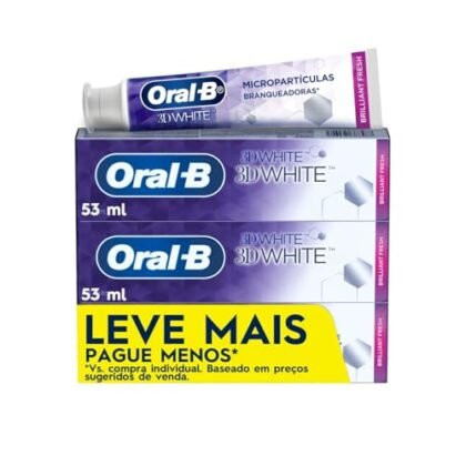 Aqui estão algumas opções de texto ALT para a imagem, usando "Creme Dental Clareador Oral-B", com diferentes níveis de detalhe: **Opções:** * **Mais simples:** "Creme Dental Clareador Oral-B" * **Um pouco mais descritiva:** "Creme Dental Clareador Oral-B para um sorriso mais branco" * **Mais detalhada (se a imagem mostrar as embalagens):** "Embalagens do Creme Dental Clareador Oral-B" * **Focando no benefício:** "Creme Dental Clareador Oral-B: Alcançe um sorriso mais branco." A melhor opção depende do contexto em que a imagem está sendo usada. Se o texto ao redor já fornece detalhes, uma opção mais simples pode ser suficiente. Se a imagem precisa ser mais autoexplicativa, uma opção mais descritiva é melhor.