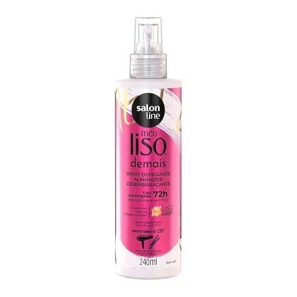 Aqui estão algumas opções de texto ALT para a imagem do produto "Salon Line, Meu Liso Demais, Spray Defrizante Protetor Térmico": **Opções mais concisas:** * Meu Liso Demais Spray Defrizante Salon Line * Spray Protetor Térmico Meu Liso Demais **Opções mais descritivas:** * Frasco do Spray Defrizante Protetor Térmico Meu Liso Demais da Salon Line. * Produto vegano Meu Liso Demais da Salon Line para cabelos lisos. * Embalagem do spray Meu Liso Demais, protetor térmico para cabelos lisos naturais, alisados ou relaxados. **Opção com foco nos benefícios:** * Meu Liso Demais: Spray para proteger e alisar seus cabelos lisos. **Recomendação:** A melhor opção dependerá do contexto da imagem. Se a imagem estiver cercada de outros textos que já descrevem o produto, uma opção concisa é suficiente. Se a imagem for a única fonte de informação, uma descrição mais detalhada é preferível. Eu pessoalmente recomendo usar: **"Spray Protetor Térmico Meu Liso Demais"**, pois é conciso e informativo.
