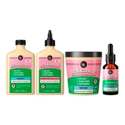 Aqui estão algumas opções de texto ALT para a imagem do "Kit Lola Cosmetics Densidade", priorizando a descrição e acessibilidade: **Opções Mais Descritivas:** * "Kit Lola Cosmetics Densidade para fortalecer e encorpar cabelos finos." * "Kit Densidade Lola Cosmetics: shampoo, condicionador e tônico para estimular o crescimento capilar." * "Kit de tratamento capilar Lola Cosmetics Densidade com produtos para aumentar a densidade e volume dos fios." **Opções Mais Curtas e Focadas:** * "Kit Lola Densidade para cabelos mais densos." * "Lola Cosmetics Densidade: kit de tratamento capilar." * "Kit Densidade Lola para aumento de volume." **Opção se a imagem mostrar embalagens específicas:** * "Kit Lola Cosmetics Densidade: Shampoo Densidade, Condicionador Densidade e Tônico Crescimento." (Adapte os nomes dos produtos conforme a imagem). **Ao escolher, considere:** * **O que a imagem mostra:** Se a imagem destaca embalagens específicas, inclua esses detalhes. * **O contexto:** Onde a imagem está sendo usada? Uma loja online? Um blog? Adapte o texto para o contexto. * **O objetivo:** O que você quer que as pessoas entendam ao ver a imagem? **Dica importante:** Evite apenas repetir o nome do produto ("Kit Lola Cosmetics Densidade") como texto ALT. Seja mais descritivo para melhorar a acessibilidade e o SEO.