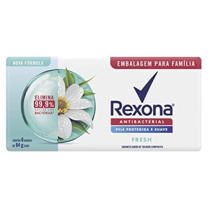 Aqui estão algumas opções de texto ALT, variando em detalhe: **Opção 1 (Simples e direta):** `Rexona Antibacteriano` **Opção 2 (Descrevendo o tipo de produto):** `Rexona Antibacteriano - Sabonete em Barra` **Opção 3 (Mais descritiva, se relevante para o contexto):** `Pack com 6 unidades de Rexona Antibacteriano, sabonete em barra para higiene pessoal.` **Qual escolher?** Depende do contexto da sua página e do que você quer destacar. * Se a página já menciona os detalhes do produto, a opção 1 ou 2 são suficientes. * Se a imagem é a principal forma de apresentar o produto, a opção 3 é mais completa. Lembre-se que o texto ALT deve ser conciso e informativo.