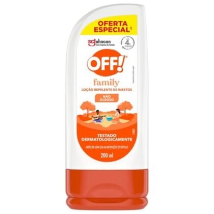 Aqui estão algumas opções de texto ALT para a imagem, usando "OFF! Família", com diferentes níveis de detalhe: **Opção 1 (Simples e direta):** `OFF! Família Repelente de Mosquitos, Loção 200ml` **Opção 2 (Um pouco mais descritiva):** `OFF! Família Repelente de Mosquitos em Loção, protege por até 4 horas, embalagem de 200ml` **Opção 3 (Foco na família):** `OFF! Família Repelente de Mosquitos, ideal para proteger toda a família contra picadas de mosquito.` **Opção 4 (Incluindo a marca):** `Embalagem de OFF! Família Repelente de Mosquitos, loção de 200ml para proteção de até 4 horas.` **Qual escolher?** A melhor opção depende do contexto da sua página web. Se a imagem está ao lado do título do produto, a opção 1 ou 2 seriam suficientes. Se você quer enfatizar a proteção familiar, a opção 3 seria melhor. A opção 4 garante que a marca seja mencionada. Lembre-se que o texto ALT deve ser conciso e descrever o conteúdo da imagem de forma clara e útil para usuários que não conseguem vê-la.