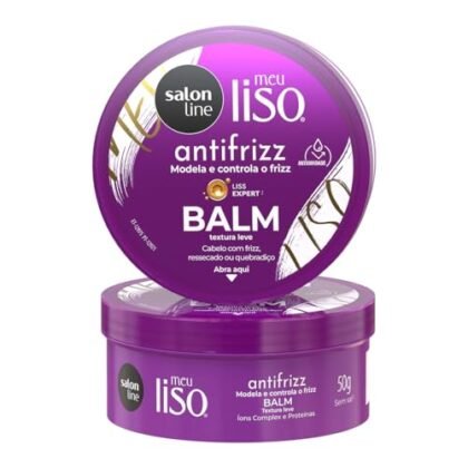 Aqui estão algumas opções de texto ALT para a imagem, focando em diferentes aspectos do produto e otimizadas para SEO: **Opção 1 (Simples e direta):** `Balm Antifrizz Salon Line Meu Liso Vegano para cabelos lisos. Frasco de 50g.` **Opção 2 (Com foco na marca):** `Salon Line Balm Antifrizz Meu Liso: Cabelos lisos sem frizz. Produto vegano de 50g.` **Opção 3 (Descrevendo o benefício principal):** `Balm Antifrizz para cabelos lisos: Controle o frizz com o Balm Meu Liso da Salon Line, 50g.` **Opção 4 (Mais detalhada):** `Balm Antifrizz Salon Line Meu Liso Vegano. Tratamento para cabelos lisos, proporcionando alinhamento e eliminando o frizz. Pote de 50g.` **Opção 5 (Com palavras-chave relevantes):** `Balm Antifrizz Meu Liso Salon Line para cabelo liso e sem frizz. Vegano, 50g. Ideal para finalização e controle do volume.` **Qual escolher?** * **Simplicidade e clareza:** Se o contexto da imagem já deixa claro que se trata de um produto para cabelos, a opção 1 ou 2 podem ser suficientes. * **SEO:** Se você quer que a imagem apareça em buscas por termos específicos, a opção 3, 4 ou 5 são melhores, pois incluem mais palavras-chave relevantes. * **Informação:** Se você quer dar mais detalhes sobre o produto logo de cara, a opção 4 é a mais completa. Escolha a opção que melhor se adapta ao contexto da imagem e aos seus objetivos!