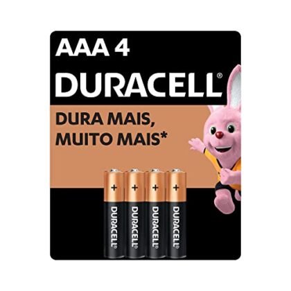 Aqui estão algumas opções de texto ALT para a imagem, utilizando "Duracell AAA", com diferentes níveis de detalhe e foco: **Opção 1 (Mais básica):** `Duracell AAA: Embalagem com 4 pilhas alcalinas Duracell AAA (palito).` **Opção 2 (Um pouco mais descritiva):** `Duracell AAA: Blister com 4 pilhas alcalinas Duracell AAA, ideais para dispositivos eletrônicos. A embalagem destaca a marca Duracell.` **Opção 3 (Foco na utilidade):** `Duracell AAA: Tenha energia duradoura com 4 pilhas Duracell AAA. Perfeitas para controles remotos, brinquedos e outros aparelhos.` **Opção 4 (Se a imagem mostrar detalhes específicos, como o tipo de embalagem):** `Duracell AAA: Embalagem blister de pilhas Duracell AAA com design característico da marca.` A melhor opção dependerá do contexto em que a imagem está sendo utilizada. Se o texto ALT for para uma loja online, a opção que destaca a durabilidade e a utilidade pode ser mais eficaz. Se for para um contexto mais geral, a opção mais básica pode ser suficiente.