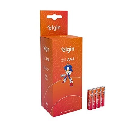 Aqui estão algumas opções de texto ALT para a imagem, focando em diferentes aspectos: **Opção 1 (Descritiva):** `Pilhas AAA Elgin em embalagem tipo tubo com 40 unidades. Pilhas palito de zinco da Elgin.` **Opção 2 (Focada na marca e tipo):** `Pilhas AAA Elgin Palito: embalagem econômica com 40 pilhas de zinco.` **Opção 3 (Focada no uso):** `Tubo com 40 Pilhas AAA Elgin, ideais para controles remotos, brinquedos e outros dispositivos eletrônicos.` **Opção 4 (Mais curta):** `Pilhas AAA Elgin (40 unidades)` **Recomendação:** Eu recomendaria a **Opção 1** ou a **Opção 2**. Elas fornecem uma boa descrição da imagem e incluem palavras-chave importantes para SEO e acessibilidade.
