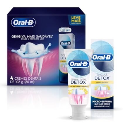 Aqui estão algumas opções de texto ALT para a imagem, utilizando "Gengiva Detox", com diferentes níveis de detalhe: **Opções Curtas e Diretas:** * "Gengiva Detox" * "Pasta de dente Gengiva Detox Oral-B" **Opções um pouco mais descritivas:** * "Embalagem da pasta de dente Oral-B Gengiva Detox." * "Pasta de dente Oral-B Gengiva Detox para uma limpeza profunda." * "Quatro unidades da pasta de dente Oral-B Gengiva Detox." **Opção mais detalhada (se relevante para o contexto da página):** * "Close-up de embalagens da pasta de dente Oral-B Gengiva Detox, enfatizando a proteção da gengiva." **Qual escolher?** A melhor opção depende do contexto da sua página: * Se a imagem for apenas ilustrativa, uma opção curta e direta é suficiente. * Se a imagem for central para o conteúdo da página (por exemplo, em uma página de produto), uma descrição mais detalhada é melhor. * Considere o que é mais útil para o usuário com deficiência visual que usa um leitor de tela. **Importante:** * Se a imagem mostrar alguma característica específica do produto (por exemplo, uma textura ou cor diferente), inclua essa informação no texto ALT. * Mantenha o texto ALT conciso e informativo.