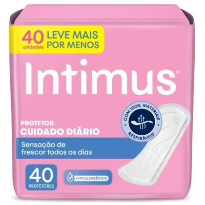 Aqui estão algumas opções de texto ALT para a imagem, levando em consideração diferentes abordagens: **Opção 1 (Simples e Descritiva):** `Protetor Diário Intimus sem perfume, embalagem com 40 unidades (leve 40, pague 30).` **Opção 2 (Foco no Benefício):** `Protetor Diário Intimus para conforto e proteção diária, sem perfume. Embalagem promocional: leve 40 e pague apenas 30 unidades.` **Opção 3 (SEO Otimizada):** `Protetor Diário Intimus sem Perfume - Oferta Leve 40 Pague 30. Higiene feminina, proteção e conforto para o dia a dia.` **Opção 4 (Com ênfase na marca):** `Intimus Protetor Diário sem perfume. Aproveite a promoção: 40 unidades pelo preço de 30.` **Qual escolher?** * **Simples e Descritiva:** Ideal se a prioridade for apenas descrever o que está na imagem. * **Foco no Benefício:** Boa se quiser destacar a vantagem do produto. * **SEO Otimizada:** Melhor se o objetivo for melhorar o posicionamento da imagem em mecanismos de busca. * **Com ênfase na marca:** Útil para reforçar a marca Intimus. A escolha depende do contexto em que a imagem está sendo utilizada e dos seus objetivos. Se possível, tente usar palavras-chave relevantes e que as pessoas pesquisariam ao procurar por esse tipo de produto.
