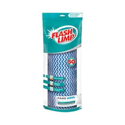 Aqui estão algumas opções de texto ALT para a imagem, utilizando "Pano Multiuso Flash Limp", variando em detalhe: **Opção 1 (Simples e direta):** `Pano Multiuso Flash Limp` **Opção 2 (Um pouco mais descritiva):** `Pano Multiuso Flash Limp azul, em rolo com 50 unidades.` **Opção 3 (Focando nas características):** `Pano Multiuso Flash Limp: lavável, de secagem rápida e ideal para diversas tarefas de limpeza.` **Opção 4 (Se a imagem mostrar o rolo em uso):** `Pessoa usando Pano Multiuso Flash Limp para limpar uma superfície.` **Qual escolher?** A melhor opção depende do contexto da imagem e do objetivo da sua página. Se a imagem for apenas do rolo do produto, as opções 1 ou 2 são suficientes. Se a imagem mostrar o produto em uso ou destacar suas características, as opções 3 ou 4 são mais adequadas. **Importante:** O texto ALT deve ser conciso e descrever o que está na imagem de forma relevante para o conteúdo da página.