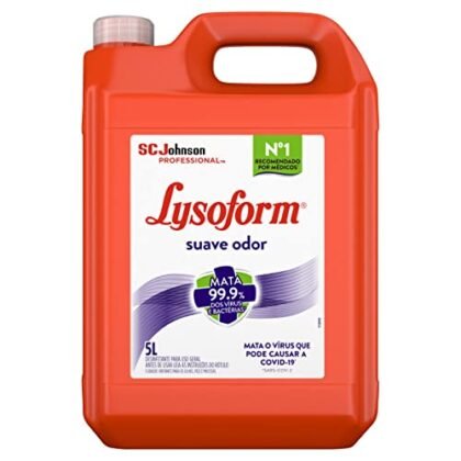 Aqui estão algumas opções de texto ALT para a imagem, considerando diferentes aspectos que você pode querer enfatizar: **Opção 1 (Simples e direta):** `Lysoform Desinfetante 5L: Lysoform Suave Odor, desinfetante líquido para limpeza pesada e eficiente.` **Opção 2 (Foco na marca e tamanho):** `Lysoform Desinfetante 5L: Embalagem econômica de 5 litros do desinfetante Lysoform.` **Opção 3 (Destacando o uso e benefícios):** `Lysoform Desinfetante 5L: Solução para limpeza pesada e desinfecção com Lysoform Suave Odor.` **Opção 4 (Mais descritiva):** `Lysoform Desinfetante 5L: Frasco de 5 litros de Lysoform Suave Odor, desinfetante líquido ideal para limpeza e desinfecção de ambientes.` **Qual escolher?** * Se o foco é na marca e tamanho, a Opção 2 é boa. * Se o foco é no uso, a Opção 3 é melhor. * A Opção 1 é um bom meio termo. * A Opção 4 é mais completa, mas pode ser um pouco longa. Lembre-se que o texto ALT deve ser conciso e relevante para o conteúdo da página. Escolha a opção que melhor se adapta ao seu contexto.
