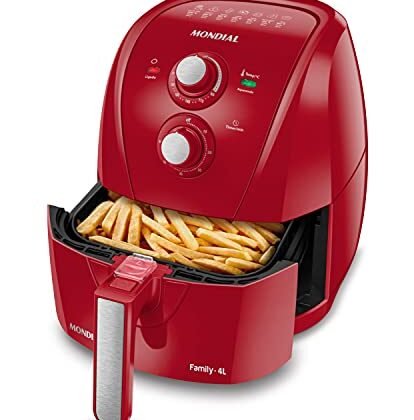Aqui estão algumas opções de texto ALT, variando em detalhe e foco: **Opção 1 (Simples e direta):** ``` Air Fryer Mondial Vermelha 4L ``` **Opção 2 (Com mais detalhes):** ``` Air Fryer Mondial AFN-40-FR Vermelha 4L, fritadeira sem óleo. ``` **Opção 3 (Foco na marca e tipo):** ``` Air Fryer Mondial para preparo de alimentos saudáveis sem óleo. ``` **Opção 4 (Se a imagem mostrar o produto em uso):** ``` Air Fryer Mondial em uso, preparando alimentos crocantes e saudáveis. ``` **Qual usar?** * Se o contexto da imagem já deixa claro que é uma fritadeira, a opção 1 ou 3 são boas. * Se o contexto não é claro, a opção 2 é a melhor, pois dá mais informações. * Se a imagem mostrar o produto em uso, a opção 4 é mais adequada. Escolha a opção que melhor se encaixa no contexto da sua página e no que você quer destacar.