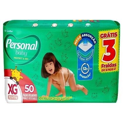 Aqui estão algumas opções de texto ALT para a imagem, usando "Fralda Personal XG", variando em descritividade: **Opção 1 (Mais básica):** `Fralda Personal XG` **Opção 2 (Um pouco mais descritiva):** `Fralda Personal XG descartável` **Opção 3 (Mais detalhada, se a imagem mostrar o pacote):** `Pacote de Fralda Personal XG` **Opção 4 (Considerando o contexto da descrição do produto):** `Fralda Personal XG Soft & Protect, tamanho Hiper XG` **Qual escolher?** * Se a imagem mostrar apenas uma fralda, use a Opção 1 ou 2. * Se a imagem mostrar o pacote de fraldas, use a Opção 3 ou 4. * Se quiser ser o mais preciso possível, use a Opção 4, pois inclui detalhes importantes da descrição do produto (Soft & Protect, Hiper XG). **Importante:** O objetivo do texto ALT é descrever a imagem para pessoas com deficiência visual e para mecanismos de busca. Escolha a opção que melhor representa o conteúdo visual da imagem de forma concisa e informativa.