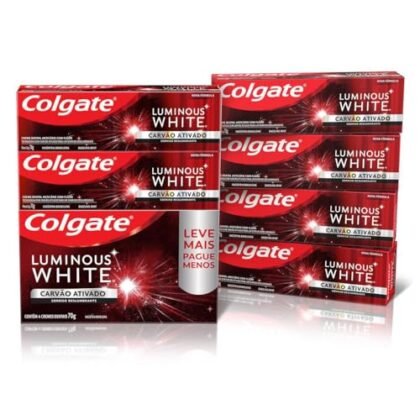 Aqui estão algumas opções de texto ALT, variando em detalhe: * **Opção 1 (Mais Curta):** Clareador Carvão Ativado Colgate Luminous White * **Opção 2 (Um pouco mais detalhada):** Creme dental Clareador Carvão Ativado Colgate Luminous White * **Opção 3 (Foco na embalagem):** Embalagem do creme dental Clareador Carvão Ativado Colgate Luminous White * **Opção 4 (Mais Descritiva):** Tubo de creme dental Colgate Luminous White Clareador Carvão Ativado A melhor opção dependerá do contexto da imagem e do site. Se a imagem for pequena e o foco estiver apenas no produto, a opção 1 ou 2 são suficientes. Se a imagem for maior e mostrar a embalagem com mais detalhes, a opção 3 ou 4 pode ser melhor.