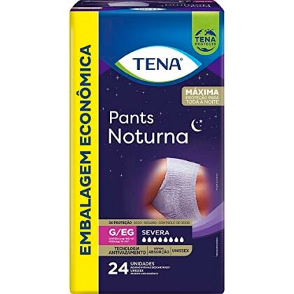 Aqui estão algumas opções de texto ALT para a imagem, utilizando "Tena Pants Noturna", com diferentes níveis de detalhe: **Opção 1 (Mais simples):** ``` Tena Pants Noturna ``` **Opção 2 (Um pouco mais descritiva):** ``` Tena Pants Noturna, roupa íntima para incontinência. ``` **Opção 3 (Mais detalhada, útil se a imagem mostrar a embalagem):** ``` Embalagem de Tena Pants Noturna, tamanho G/EG, com 24 unidades. ``` **Opção 4 (Se a imagem mostrar alguém usando o produto):** ``` Pessoa usando Tena Pants Noturna, roupa íntima para incontinência urinária. ``` **Qual usar?** A melhor opção depende do contexto da imagem. Se a imagem for apenas o produto em si (a calça/roupa íntima), a opção 2 ou 3 são boas escolhas. Se a imagem mostrar a embalagem, a opção 3 é a melhor. Se a imagem mostrar alguém usando (de forma discreta, claro), a opção 4 é a mais apropriada. Lembre-se: o texto ALT deve ser conciso e descrever o conteúdo da imagem da forma mais precisa possível.