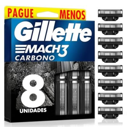 Aqui estão algumas opções de texto ALT para a imagem, focadas em acessibilidade e SEO: **Opção 1 (Mais Descritiva):** `Mach3 Carbono: Refis de lâmina para barbear Gillette Mach3 com carvão ativado, embalagem com 8 unidades.` **Opção 2 (Focada na Marca):** `Refis Gillette Mach3 Carbono: Lâminas de barbear com carvão ativado.` **Opção 3 (Focada na Função):** `Refis para barbear Mach3 Carbono: Lâminas de reposição com carvão ativado para um barbear suave.` **Opção 4 (Mais Curta):** `Mach3 Carbono: Refis de lâmina Gillette com carvão ativado.` **Por que essas opções são boas:** * **Contêm a frase-chave "Mach3 Carbono".** * **Descrevem o produto (refis de lâmina).** * **Mencionam o benefício principal (carvão ativado).** * **São concisas e informativas.** **Qual escolher?** Depende do contexto da imagem e do seu objetivo. Se você quer ser o mais descritivo possível para garantir acessibilidade, a Opção 1 é a melhor. Se você quer ser breve e focado na marca, a Opção 4 é uma boa escolha.