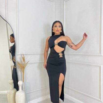 VESTIDO MADELENE EM SUPLEX COM BOJO E DETALHES DOURADO – Imagem 1 [nsid:739486700]