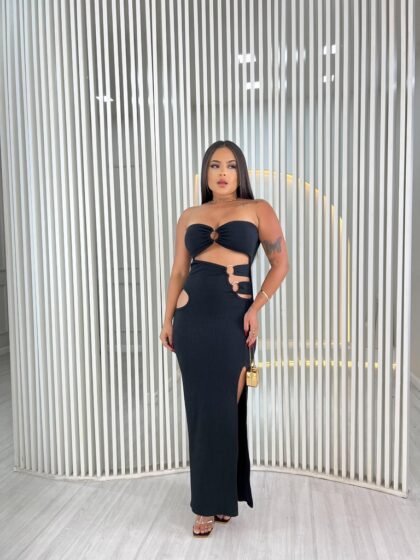 VESTIDO LADY EM ANARRUGA COM BOJO E FENDA – Imagem 1 [nsid:743898975]