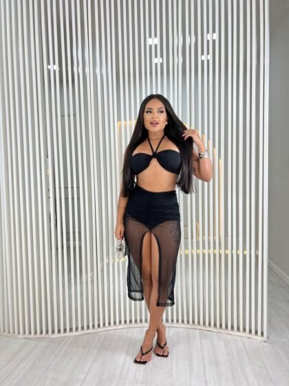 CONJUNTO SEREIA EM TULE COM SHORT E CROPPED COM BOJO – Imagem 1 [nsid:748603288]