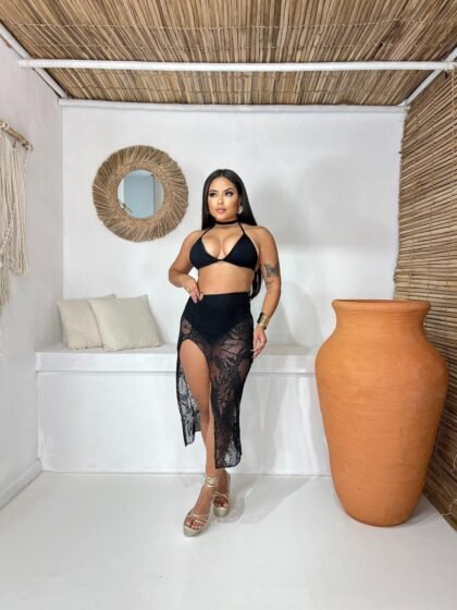 CONJUNTO PATRICIA EM RENDA COM HOT PANTS, BOJO E REGULAGEM – Imagem 1 [nsid:783345637]