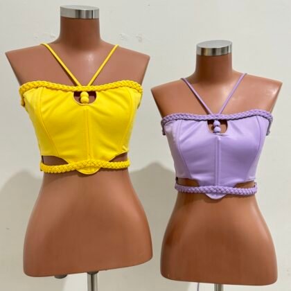 CORSELET EM MONTARIA FORRADA + MIÇANGA NA ALÇA, DETALHE EM TRANÇA, BARBATANAS E REGULAGEM NAS COSTAS – Imagem 1 [nsid:816789306]