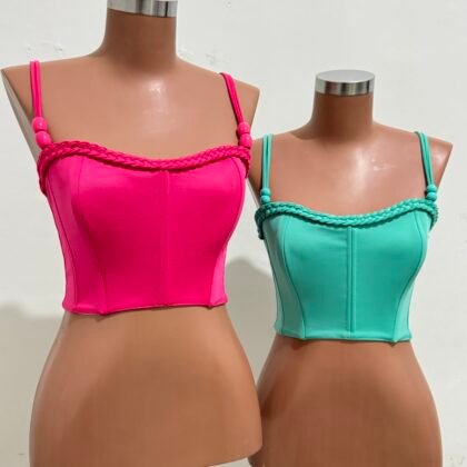 CORSELET EM MONTARIA FORRADO COM DETALHE EM TRANÇA + MIÇANGA, BARBATANAS E REGULAGEM NAS COSTAS – Imagem 1 [nsid:816787231]