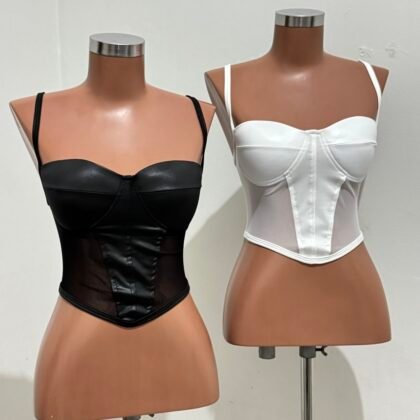 CROPPED EM CIRRÊ ACETINADO + TULE COM BOJO E ZÍPER ATRÁS – Imagem 1 [nsid:827746016]