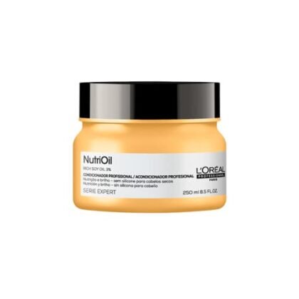 Aqui estão algumas opções de texto ALT para a imagem, utilizando "NutriOil", com diferentes níveis de detalhe: **Opção 1 (Simples e direta):** `Máscara capilar NutriOil L'Oréal Professionnel para nutrição e brilho.` **Opção 2 (Um pouco mais descritiva):** `Pote da máscara de tratamento NutriOil L'Oréal Professionnel, prometendo nutrição, brilho e leveza para todos os tipos de cabelo.` **Opção 3 (Destacando o ingrediente principal):** `Máscara NutriOil L'Oréal Professionnel com óleo de coco, para nutrir e dar brilho aos cabelos.` **Opção 4 (Considerando o contexto - se a imagem mostrar o produto em uso):** `Cabelos brilhantes e nutridos após o uso da máscara NutriOil L'Oréal Professionnel.` **Qual escolher?** A melhor opção depende do contexto da imagem e do seu site. * Se a imagem for apenas uma foto do produto em si, as opções 1, 2 ou 3 são boas escolhas. * Se a imagem mostrar o produto sendo usado ou o resultado do uso, a opção 4 pode ser mais adequada. Lembre-se que o texto ALT deve ser conciso e informativo, descrevendo o conteúdo da imagem da forma mais precisa possível.