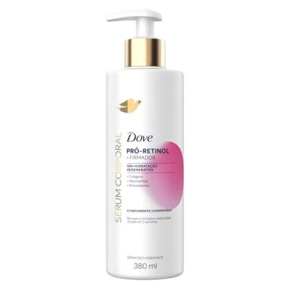 Aqui estão algumas opções de texto ALT para a imagem do produto Dove Sérum Hidratante Pró-Retinol + Firmador 380ml, usando a frase "Dove Pró-Retinol", variando em detalhe e foco: **Opções:** * **Simples:** Dove Pró-Retinol Sérum Hidratante Firmador * **Descritiva:** Frasco branco de Dove Pró-Retinol Sérum Hidratante + Firmador 380ml. * **Focada no benefício:** Dove Pró-Retinol para hidratação e firmeza da pele em um sérum de 380ml. * **Focada na marca e produto:** Dove Pró-Retinol, sérum hidratante e firmador em embalagem de 380ml. A melhor opção dependerá do contexto da imagem e do que você deseja destacar. Uma descrição mais detalhada pode ser útil se a imagem for o único lugar onde o produto é apresentado. Se a imagem acompanha um texto que já descreve o produto, uma opção mais simples pode ser suficiente.