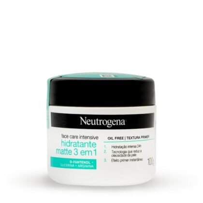 Aqui estão algumas opções de texto ALT para a imagem do Neutrogena Hidratante Facial Matte, usando "Hidratante Matte Neutrogena": **Opções Curta e direta:** * Hidratante Matte Neutrogena **Opções um pouco mais descritivas:** * Embalagem do Hidratante Matte Neutrogena. * Hidratante Matte Neutrogena para controle de oleosidade. * Pote de Hidratante Matte Neutrogena, linha Face Care Intensive. **Opção focada nos benefícios:** * Hidratante Matte Neutrogena: pele hidratada e sem brilho. A escolha ideal dependerá do contexto da imagem e do objetivo da sua descrição. A opção mais simples é geralmente a melhor, a menos que haja uma necessidade específica de destacar um detalhe.