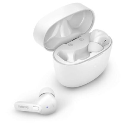 **Opções de texto ALT:** * **Fone Philips TWS branco em formato de haste.** (Mais descritivo e direto) * **Fone Philips TWS - Imagem do modelo TAT2206WT/00.** (Se quiser adicionar a informação do modelo) * **Fone Philips TWS para áudio sem fio.** (Mais genérico, mas ainda relevante) A escolha depende do contexto da imagem e do que você quer destacar. Se a cor branca e o design em haste forem importantes, a primeira opção é a melhor. Se o foco for o modelo específico, use a segunda.