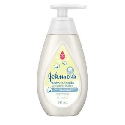 Aqui estão algumas opções de texto ALT, variando em descrição e foco: * **Opção 1 (Simples e Direta):** Sabonete Líquido Recém-Nascido Johnson's Baby, 200ml. * **Opção 2 (Um pouco mais descritiva):** Frasco de Sabonete Líquido Recém-Nascido Johnson's Baby, embalagem de 200ml. * **Opção 3 (Focada no uso):** Sabonete Líquido Recém-Nascido para banho delicado do bebê. * **Opção 4 (Para SEO, se relevante):** Compre Sabonete Líquido Recém-Nascido Johnson's Baby 200ml online. A melhor escolha dependerá do contexto da imagem e do objetivo da página. Se a página for puramente informativa, a opção 1 ou 2 são ideais. Se for uma página de produto, a opção 4 pode ser útil. A opção 3 é boa se você quer enfatizar o uso do produto.