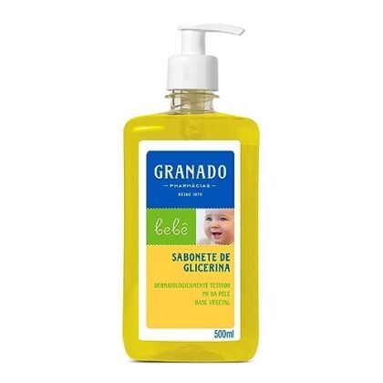 **Opções de texto ALT:** * **Opção 1 (Simples):** Sabonete Bebê Granado * **Opção 2 (Descritiva):** Sabonete Bebê Granado líquido tradicional em embalagem de 500ml. * **Opção 3 (Focada no público):** Sabonete Bebê Granado para um banho suave e seguro. **Escolha a opção que melhor se adapta ao contexto da sua imagem e ao propósito da sua página.** Se você tiver uma loja online, a opção 2 é a mais informativa. Se for uma imagem em um blog sobre cuidados com bebês, a opção 3 pode ser mais atraente.